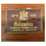 Mahogany Leather Top 2 Drawer Step Table by "Columbia Furniture" Located Inside - Auction Estimate $