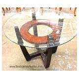 PAIR of Glass Top Contemporary End Tables Located Inside - Auction Estimate $100-$200