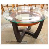 PAIR of Glass Top Contemporary End Tables Located Inside - Auction Estimate $100-$200