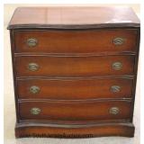 Mahogany Serpentine Front 4 Drawer Bachelor Chest Located Inside - Auction Estimate $100-$200