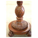 CONTEMPORARY Burl Mahogany w/Fluted & Pineapple carved Base Banded Top Table Ethan Allen 