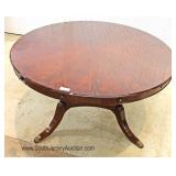 BEAUTIFUL 60" Burl Mahogany Banded Round Dining Room Table with Perimeter 10" Leaves - Expands 70"
