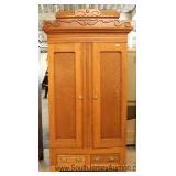 ANTIQUE Oak 2 Door Wardrobe Located Inside - Auction Estimate $200-$400