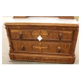 ANTIQUE Walnut Victorian High Back Marble Top Dresser with Hidden Drawer Located Inside - Auction Es