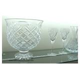 Waterford Crystal Large Compote Bowl, Stem Glasses, Large Bowl Located Inside - Auction Estimate $50