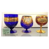 Selection of Moser Paint Style Art Glass Compotes Located Inside - Auction Estimate $30-$60