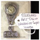 STERLING Art Deco Hanging Clock Pendant Located Inside - Auction Estimate $20-$40