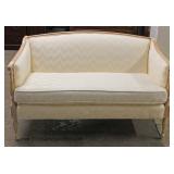 PAIR of White Upholstered Even Arm Decorator Settee