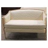 PAIR of White Upholstered Even Arm Decorator Settee