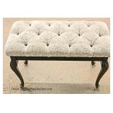  VINTAGE Mahogany French Style Button Tufted Upholstered Lift Top Piano Bench by "Tonkbench Tonk Mfg