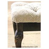  VINTAGE Mahogany French Style Button Tufted Upholstered Lift Top Piano Bench by "Tonkbench Tonk Mfg