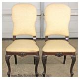  “Set of 8” Mahogany Carved Frame Upholstered Dining Room Chairs 