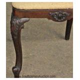  “Set of 8” Mahogany Carved Frame Upholstered Dining Room Chairs 
