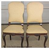  “Set of 8” Mahogany Carved Frame Upholstered Dining Room Chairs 