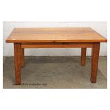 6 Piece Set Cherry Kitchen Table with 5 "Stickley Furniture" Ribbon Back Rush Bottom Chairs 