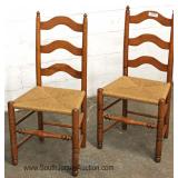 6 Piece Set Cherry Kitchen Table with 5 "Stickley Furniture" Ribbon Back Rush Bottom Chairs 