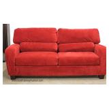  Modern Red Upholstered Decorator Sofa 