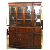  Burl Mahogany 2 Piece Breakfront with Desk by "Union National Furniture" 