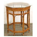  Glass Top Bamboo Octagon Lamp Table 
