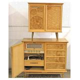  VINTAGE 2 Piece RCA Stereo Orthophonic High Fidelity AM/FM Radio, Record Player and Speaker 