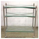  Modern Chrome and Glass Two Tier Serving Cart 