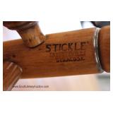 6 Piece Set Cherry Kitchen Table with 5 "Stickley Furniture" Ribbon Back Rush Bottom Chairs 