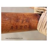 6 Piece Set Cherry Kitchen Table with 5 "Stickley Furniture" Ribbon Back Rush Bottom Chairs 