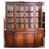 2 Piece Burl Mahogany China Cabinet with Fitted Interior Drawers 