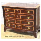  NICE Mahogany Bow Front Banded and Inlaid 4 Drawer Low Chest by "Hickory White Furniture" 