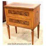  ANTIQUE Burl Walnut 2 Drawer French Style Stand 
