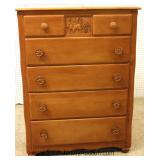  SOLID Maple ‘6 Drawer’ High Chest with Carved Stagecoach by "Virginia House Furniture" 