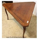  Mahogany Banded Triangular 3 Legged Center Table 