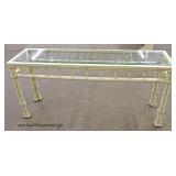 Contemporary Glass Top Faux Bamboo Style Console Table 