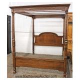 Burl Walnut Queen Size Full Canopy Bed 