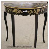  Contemporary Black and Gold Decorated Queen Anne Hall Table 