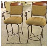  “Set of 4” Swivel Upholstered Iron Base Bar Stools 