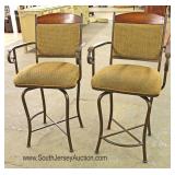  “Set of 4” Swivel Upholstered Iron Base Bar Stools 