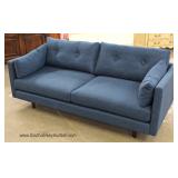  Mid Century Modern Blue Upholstered Sofa 