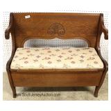  ANTIQUE Oak Carved Lift Top Bench 
