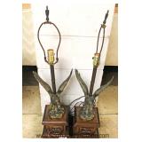  PAIR of Eagle Lamps on Wood Base 