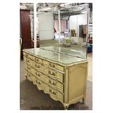  4 Piece French Provincial Bedroom Set with Full Size Bed and Custom Glass Tops by "Dixie Furniture"