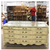  4 Piece French Provincial Bedroom Set with Full Size Bed and Custom Glass Tops by "Dixie Furniture"