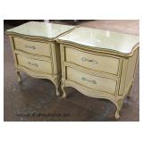  4 Piece French Provincial Bedroom Set with Full Size Bed and Custom Glass Tops by "Dixie Furniture"