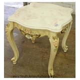  Marble Top Carved Decorator French Style Lamp Table 