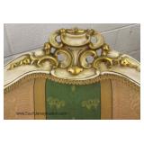 PAIR of Upholstered French Style Carved Arm Chairs 