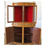 Burl Walnut 4 Door French Style CORNER Cabinet with Applied Bronze 