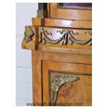  Burl Walnut 4 Door French Style CORNER Cabinet with Applied Bronze 