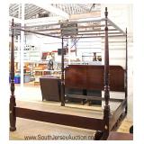 Mahogany Acanthus Carved King-Size Full Canopy Bed 