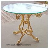 VINTAGE 5 Piece Glass Top Metal Base Table with 4 Metal Chairs 