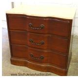 Mahogany Serpentine Front 3 Drawer Marble Top Bachelor‘s Chest 